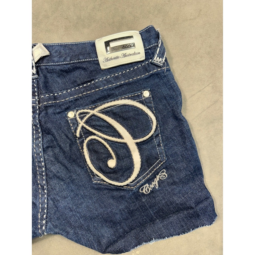 COOGI‎ Womens Denim Shorts C Logo Embroidered Distressed Blue Jeans Size 13 14 - Picture 2 of 7